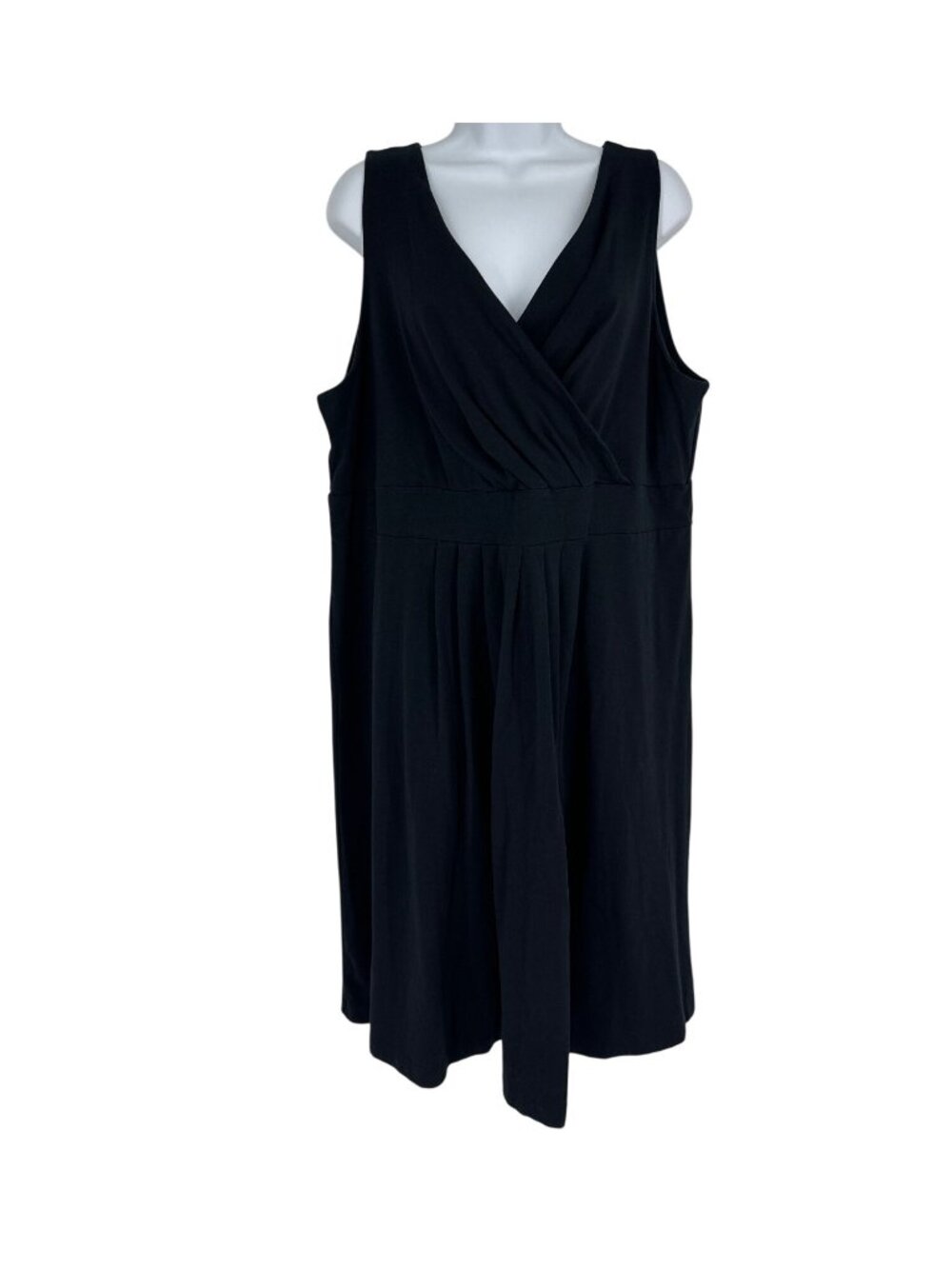 Lands End Women's Black Sleeveless V-Neck Empire Waist Dress Size 2X